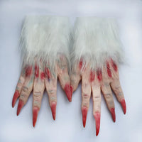 Halloween Wolf Gloves Werewolf Costume Christmas Fingernails Adult Monster Hands Paws Claw for Props Cosplay Party Easter